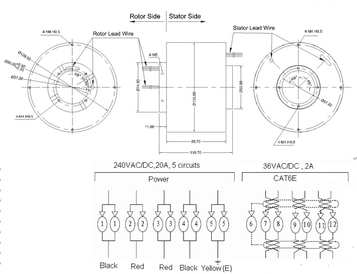 Reliable Inner Hole 50mm Through Hole Slip Ring with Gigabit Ethernet Signal